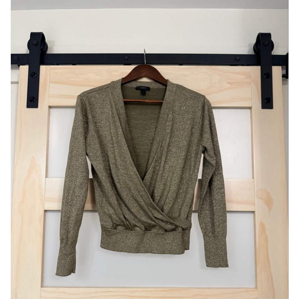 J. Crew Factory Olive V-Neck Sweater